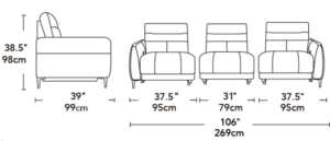 סלון פאולה Paula מידות בס"מ